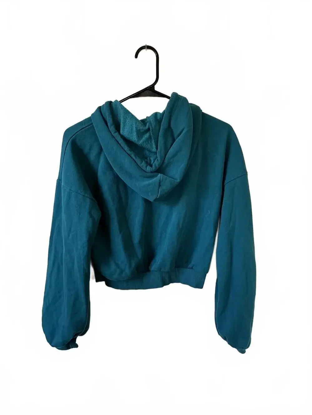 Wild Fable Teal Cropped Pullover Hoodie Sweatshirt Size S - Picture 6 of 6